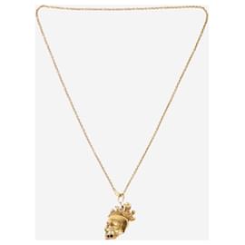 Alexander Mcqueen-Gold skull necklace with swarovski crystals - size-Golden