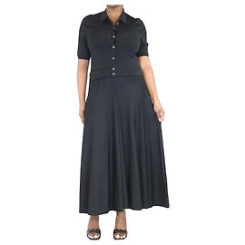 Polo Ralph Lauren Robe longue polo noire boutonnée sur le devant - taille L Noir