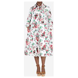 Autre Marque-Multi floral-printed pleated cotton midi dress - size UK 14-Multiple colors