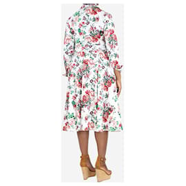 Autre Marque-Multi floral-printed pleated cotton midi dress - size UK 14-Multiple colors