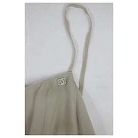 Chanel-Green sleeveless silk pleated midi dress - size UK 14-Green