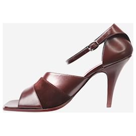 Autre Marque-Oxblood tonal stripe sandal heels - size EU 40-Dark red