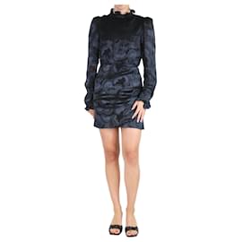 Autre Marque-Black ruffled neckline jacquard mini dress - size UK 8-Black