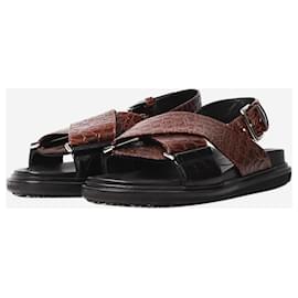 Marni-Brown croc-effect cross-strap sandals - size EU 37-Brown