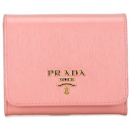 Prada Pink Vitello Move Compact Wallet Pink