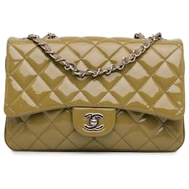 Chanel-Chanel Brown Medium Patent 3 Accordion Flap-Brown,Light brown