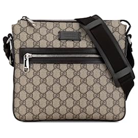 Gucci-Gucci Brown GG Supreme Crossbody Bag-Brown,Beige