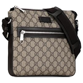 Gucci-Gucci Brown GG Supreme Crossbody Bag-Brown,Beige