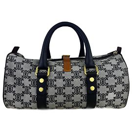 Bolsa Boston Céline Vintage em Canvas Triomphe em Muito Bom Estado Cinza