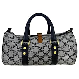 Céline-Sac Boston Céline Vintage en toile Triomphe en très bon état-Gris