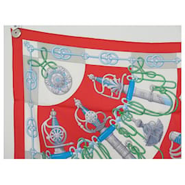 Hermès-NEUF FOULARD HERMES CLIQUETIS H001574S J. ABADIE CARRE 90 SOIE ROUGE SCARF-Rouge