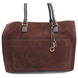 Loro Piana-SAC A MAIN LORO PIANA CABAS FAE5398 EN DAIM MARRON SUEDE HAND BAG PURSE-Marron