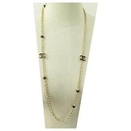 Chanel-NEW CHANEL NECKLACE LOGO CC PEARL NECKLACE 90-94 GOLDEN METAL GOLDEN NECKLACE-Golden