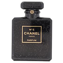 Chanel-CHANEL BROOCH PERFUME BOTTLE NUMBER 5 BLACK RESIN BLACK RESIN BROOCH-Black