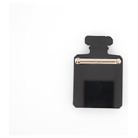 Chanel-NÚMERO DE BOTELLA DE PERFUME BROCHE CHANEL 5 BROCHE DE RESINA NEGRA-Negro