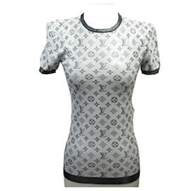 Louis Vuitton-NEW HIGH LOUIS VUITTON TSHIRT MONOGRAM S 36 SILK & POLYAMIDE GRAY NEW TOP-Grey