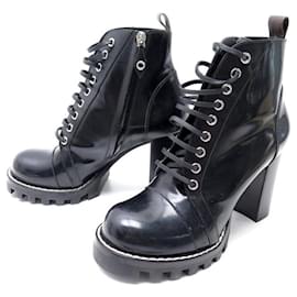 Louis Vuitton-CHAUSSURES LOUIS VUITTON STAR TRAIL 39 BOTTINES EN CUIR VERNI SHOES BOOTS-Noir