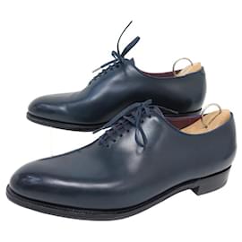 JM Weston-NEW JM WESTON SHOES 341 RICHELIEU ONE CUT 8E 42 LARGE BLUE LEATHER SHOES-Navy blue
