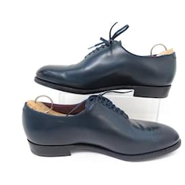 JM Weston-NEW JM WESTON SHOES 341 RICHELIEU ONE CUT 8E 42 LARGE BLUE LEATHER SHOES-Navy blue