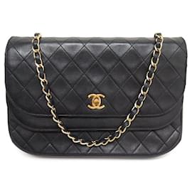 Chanel-VINTAGE CHANEL TIMELESS lined FLAP BAG BLACK QUILTED LEATHER HANDBAG PURSE-Black