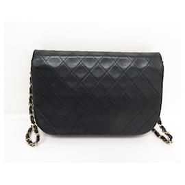 Chanel-VINTAGE CHANEL TIMELESS lined FLAP BAG BLACK QUILTED LEATHER HANDBAG PURSE-Black