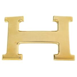 Hermès-HERMES H BELT BUCKLE FOR LINK 32 MM GOLD METAL BRUSHED GOLDEN BUCKLE BELT-Golden