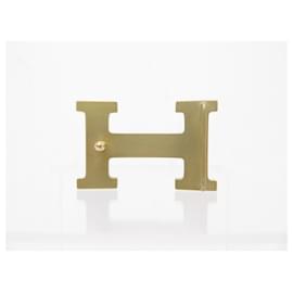 Hermès-HERMES H BELT BUCKLE FOR LINK 32 MM GOLD METAL BRUSHED GOLDEN BUCKLE BELT-Golden