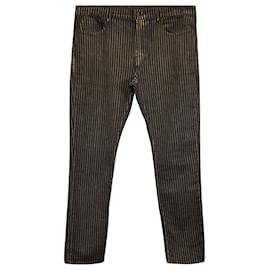 Saint Laurent-Saint Laurent Mid-Rise Jeans Striped Pants in Black/gold cotton-Black