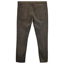 Saint Laurent-Saint Laurent Pantalon rayé en jean taille mi-haute en noir/gold coton-Noir