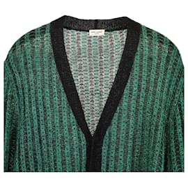 Saint Laurent-Saint Laurent Metallic Skate Cardigan in Green and Black Mohair-Green,Olive green