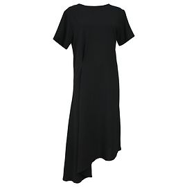 Ann Demeulemeester Asymmetric Dress in Black Wool Black
