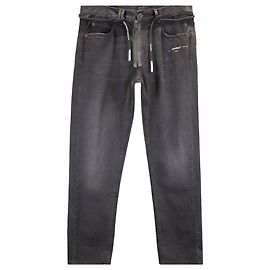 Off White Off-White Front Zip Drawstring Jeans in Black Cotton Black