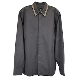 Fendi-Fendi Italian-Style Collar Shirt In Black Cotton-Black