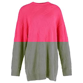 Balenciaga-Balenciaga  Textured Logo Crew Neck Jumper In Pink Cotton-Brown,Pink