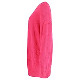 Balenciaga-Balenciaga  Textured Logo Crew Neck Jumper In Pink Cotton-Pink