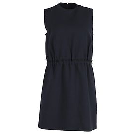 Victoria Beckham Elasticated Mini Dress in Navy Blue Wool Blue Navy blue