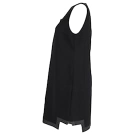 Fendi-Fendi Sleeveless Leather Trimmed Dress in Black Wool-Black
