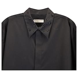 Givenchy-Givenchy Embellished Collar Shirt in Black Cotton -Black