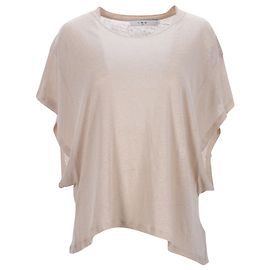 Camiseta Iro De Lino Beige Con Mangas Drapeadas Beige