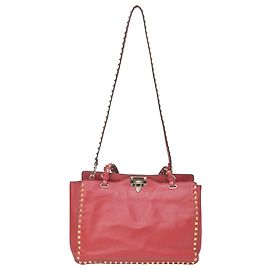 Valentino Garavani Cabas moyen Valentino Rockstud en cuir rouge Rouge