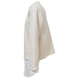 Loewe-Loewe Shirt-Hem Sweatshirt in Beige Cotton-Beige