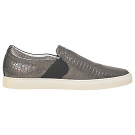 Lanvin Slip-On Sneakers in Metallic Grey Embossed Leather Brown