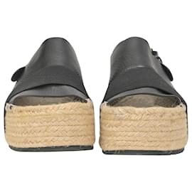 Balenciaga-Balenciaga Platform Espadrille Sandals in Black Leather-Black