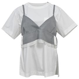 Sacai Luck T-shirt superposé Sacai Bustier en polyester blanc et gris Blanc
