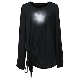 Ann Demeulemeester Top de manga comprida com estampa clara em algodão preto Preto