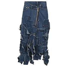 Sacai Luck Sacai Patchwork Midirock in Blue Denim Blau
