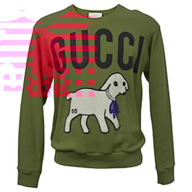 Gucci-Gucci Crystal-Embellished Lamb Sweater in Red Cotton-Red