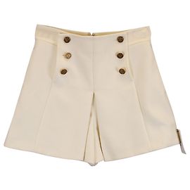 Red Valentino Short taille haute à détails de boutons en coton blanc Blanc Écru