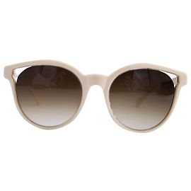 Balmain BL2507 Gafas de sol redondas en acetato blanco Blanco Crudo