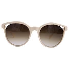 Balmain-Balmain BL2507 Round Sunglasses in White Acetate-White,Cream